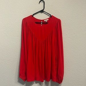 KNOX ROSE Red Size Large Blouse balloon sleeves